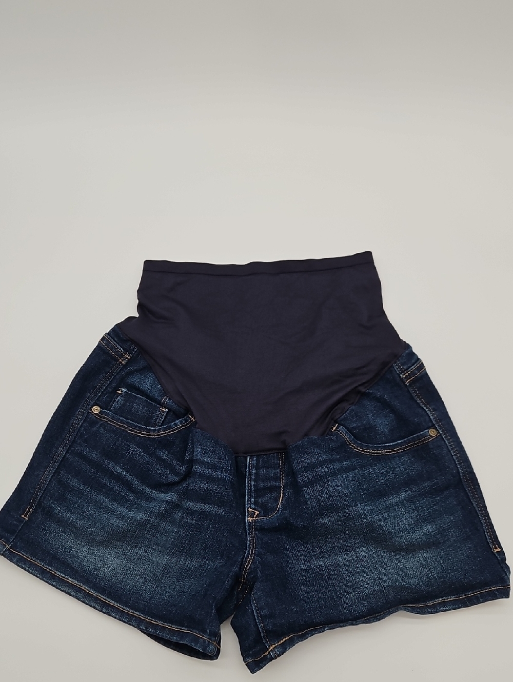 Old Navy Dark Blue Denim Maternity Shorts with Navy Panel